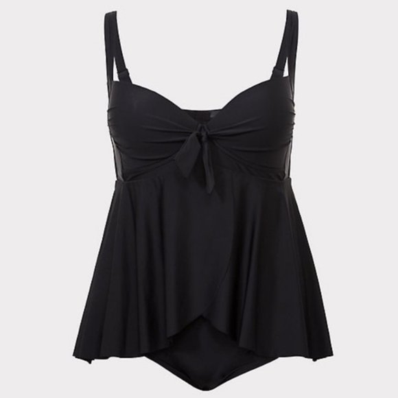 NWT Torrid Black Tie-Front Wireless One-Piece Sz 2 - Picture 4 of 4